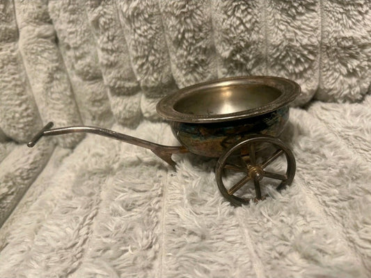 Vintage F.B. Rogers Silverplate Wheelbarrow Wine Bottle Holder / Wine Coaster - Workshop & Study