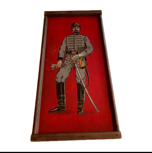 Vintage Yorkraft Civil War Soldier Wall Plaque – Hand - Painted Wood, York PA, c. 1960s - Workshop & Study