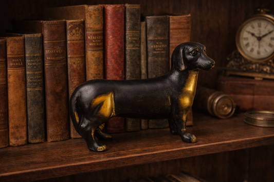 Antique Brass Dachshund Figurine - K9 Dog Sculpture
