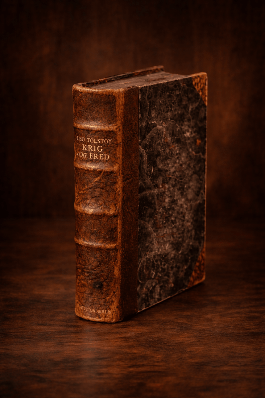 Antique Leo Tolstoy War and Peace Danish Krig og Fred Leather Bound 3 volume c1890 - Workshop & Study