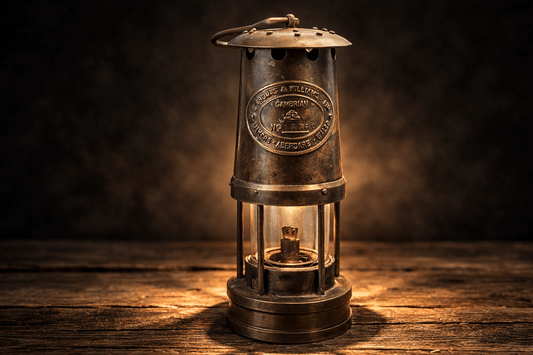 Antique E Thomas & Williams Cambrian Brass Miners Lamp Aberdare Wales No 7769 - Workshop & Study