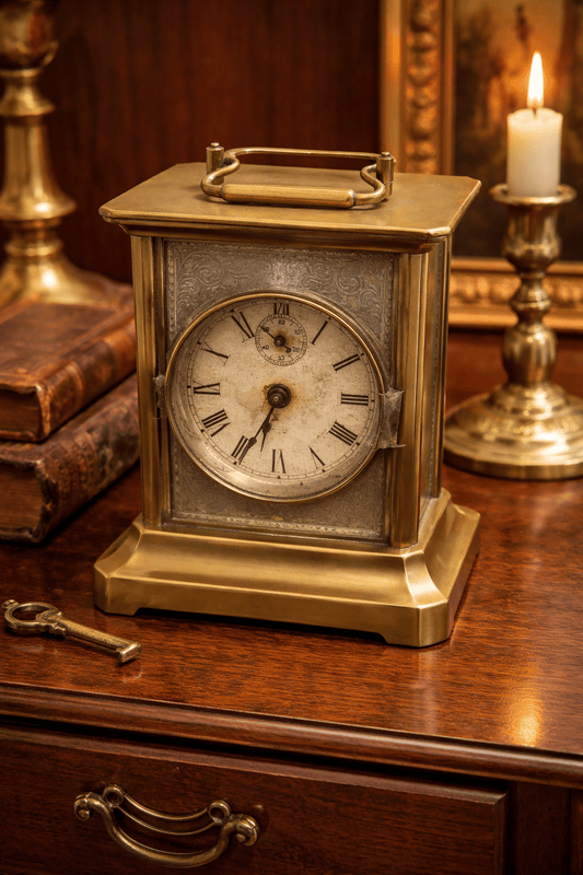 Antique German Ma Mauthe Brass Mantel Clock c.1900–1920 | Mechanical | Working - Workshop & Study